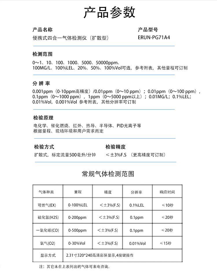 手持式四合一氣體檢測(cè)儀