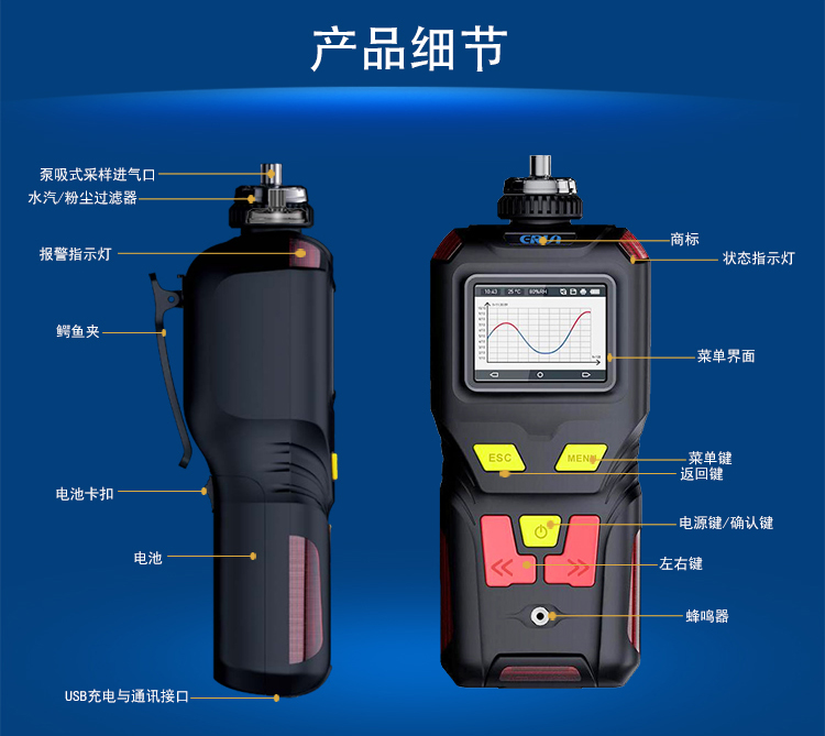 便攜泵吸式硫化氫氣體檢測報警儀